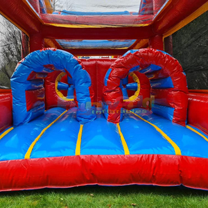Outdoor carnival party games rollercoaster stormbaan inflatable ticket obstacle course <b>bounce</b> house commercial - Product Image 4