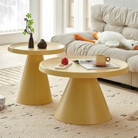 Ensemble de tables basses rondes modernes en métal style crème pour salon, idéal pour petits appartements, avec design Wabi-sabi épuré, mobilier de maison