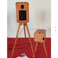 YPT Photomaton Rétro en Bois avec Écran Tactile, Télécommande, Compatible Wi-Fi/Bluetooth pour Appareil Photo Reflex/Smartphone/iPad/Appareil Photo, Service Libre-Service