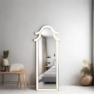 Design Vanity Living Room Luxury Home Decor Large Gold Diamond Floor Full Length Body Long Wall Hanging Mirror Espejo Miroir