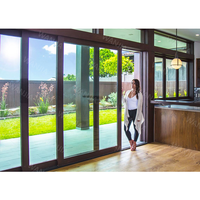 Porte coulissante en verre double vitrage en aluminium moderne WANJIA, porte coulissante en verre, porte coulissante étanche