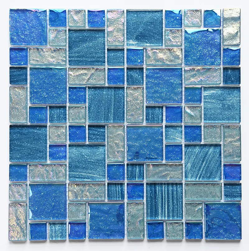 Commercio all'ingrosso Design unico vendita calda decorativo misto Blues piscina mosaico di vetro popolare Glitter cristallo Gass mosaico