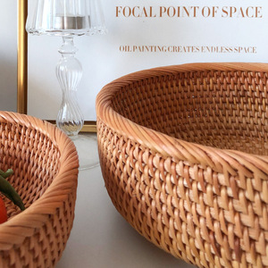 Cestino di frutta in Rattan ciotole cestino portaoggetti per pane fatto a mano ciotola da portata per Snack porta frutta rotonda organizzatore di cibo in <span class=keywords><strong>vimini</strong></span> - Product Image 6