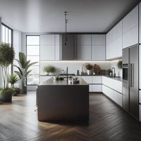 Meubles de cuisine et éviers de salle de bain prêts à assembler Stone Island, finition laquée, pour la rénovation de la maison, en panneaux de mélamine inoxydable