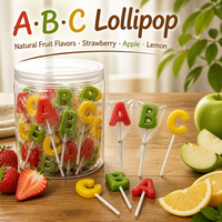 Sucettes dures en forme de lettres de l'alphabet ABC, saveur fruitée, Halal, BRC, ISO, bonbons, OEM, étiquette privée, logo personnalisé, emballage en pot, bonbons éducatifs pour enfants