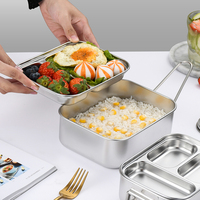Boîte à lunch portable en acier inoxydable Yurtrain 304 avec couvercle anti-fuite et compartiments frais et chauffables pour les étudiants