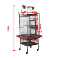 Vente en gros 68 pouces designs de luxe noir acier métal fer volière canari perruche pinson animal de compagnie grand perroquet amour cage à oiseaux à vendre
