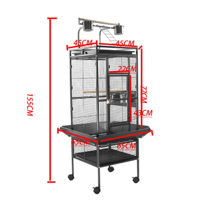 Toptan 68 inç lüks tasarımlar siyah çelik metal demir aviary kanarya budgie <span class=keywords><strong>finch</strong></span> pet büyük papağan aşk kuş kafesi satılık - Product Image 4