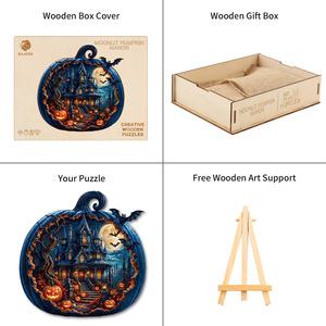 Puzzle d'horreur sur le thème de la chauve-souris, de la citrouille et de la maison hantée, motif personnalisé pour Halloween, pour la saison des carnavals, les boutiques de cadeaux et la décoration de vente au détail - Product Image 2
