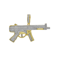 Bijoux Hip Hop plein diamant CZ pierre pavé mode Ak-47 dominatrice mitraillette pendentif