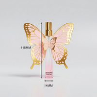Flacon de parfum rond en verre de 10 ml, flacon d'échantillon de parfum rose, flacon de parfum en verre à col vissé avec carte personnalisée