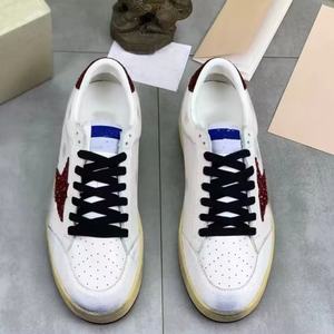 Baskets en cuir véritable blanc avec lacets, antidérapantes, confortables, style décontracté pour couple, couleur dorée vieillie - Product Image 5