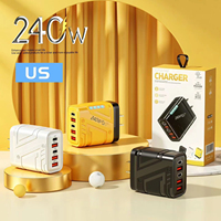 Chargeur rapide GaN 240W 5 ports (3PD+2QC) USB C mural pour ordinateur portable, téléphone, tablette, charge rapide PD3.1, OEM/ODM disponible pour 18 17