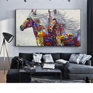 Animal Art Two Running horse Canvas Painting Wall Art Pictures For Living Room Modern Abstract Art Prints Poster - Product Image 2