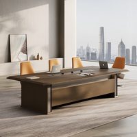 Table de conférence en bois de 12 pieds pour 12 personnes, design moderne durable avec boîte de câbles multimédias et chaises