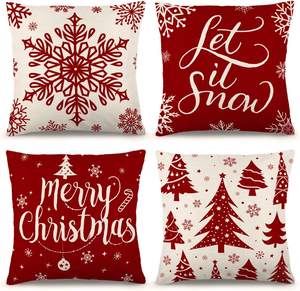 Sarung bantal lempar dekorasi Natal 18x18 inci, sarung bantal Natal lempar liburan musim dingin - Product Image 5