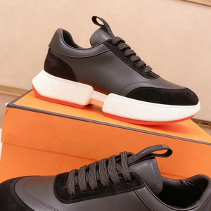 Zapatillas Deportivas Negras para Hombre de Alta Calidad, de Cuero Genuino, Diseño de Lujo, Estilo Casual, Plataforma, Modernas para Caminar - Product Image 4