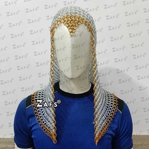 Coif de cota de aluminio con anillos dorados capucha medieval para Ren Faire Cosplay - Product Image 6