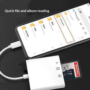 <span class=keywords><strong>Adaptateur</strong></span> de carte mémoire SD/TF haute vitesse compatible avec les iPhones/iPads, pour connexion, matériau ABS - Polyvalent trois-en-un - Product Image 2