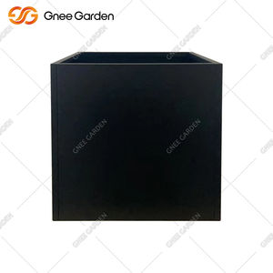 Jardinière en fibre de verre noire de 24 pouces, style américain moderne, carrée, pour intérieur et extérieur, pot de fleurs durable, utilisation hôtelière, personnalisable - Product Image 4