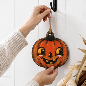 Ensemble d'ornements suspendus en <span class=keywords><strong>bois</strong></span> pour Halloween, décoration fantôme et citrouille, cadeau créatif pour Halloween, idéal pour les amateurs de décoration, parfait pour les fêtes d'inauguration et les anniversaires - Product Image 2