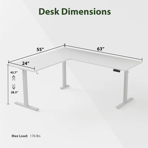 Electric Smart Modern L-Shaped Convertible Sit-Stand Height Adjustable Office Desk Dual Motor Stainless Steel Frame <strong>Wood</strong> <strong>Desktop</strong> - Product Image 6