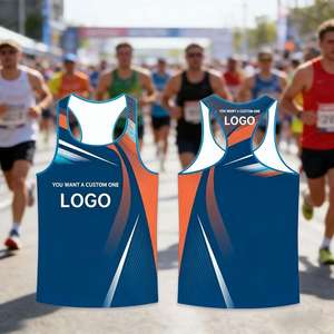 Camiseta Deportiva Personalizada OEM de Alta Calidad para Maratón, Transpirable, Ajustada, Chaleco de Gimnasio, Tela de Poliéster, Camiseta sin Mangas - Product Image 1