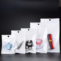 Sacs Ziplock Blancs Effet Nacre avec Fenêtre Transparente, Trou de Suspension, Refermables, pour Emballage de Bijoux et Composants en Plastique