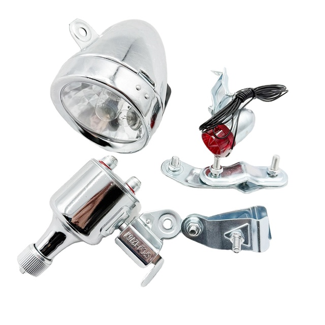 New Motorized Bicycle Friction Generator Dynamo Head Tail Light LED Lamp MTB 12V 6W
