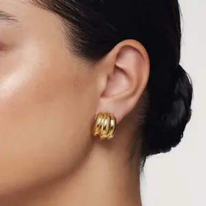 Milskye anting-anting berbentuk C untuk wanita, perhiasan vintage 925 perak murni 18k lapis emas