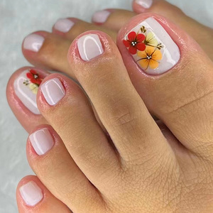 Flor francesa cuadrada personalizable, <span class=keywords><strong>uñas</strong></span> coloridas a presión, nuevo diseño, ABS, <span class=keywords><strong>Uñas</strong></span> postizas para dedos - Product Image 4