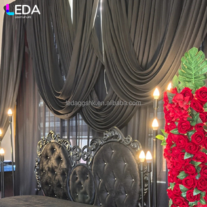 LEDA high quality New Customized Black Wedding <b>Party</b> Event Curtain <b>Backdrop</b> Drapes for Event Stage Decoration - Product Image 2