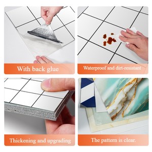 Carta da Parati in <span class=keywords><strong>Marmo</strong></span> Realistico Autoadesiva Premium 30cm*30cm, Moderna e Impermeabile per Cucina, Camera da Letto, Bagno - Offerta Speciale - Product Image 4