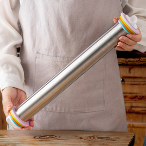 Tappetino per Impastare Regolabile con Anello Rimovibile, Rullo per Impasto in Acciaio Inox, Tappetino in Silicone Antiaderente - Product Image 4