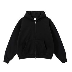 Felpa Vintage con cappuccio da <span class=keywords><strong>uomo</strong></span> in cotone 100% pesante oversize con cerniera a doppia chiusura felpa con cappuccio da <span class=keywords><strong>uomo</strong></span> - Product Image 1