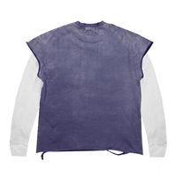 T-shirt personnalisé unique pour homme, 300 g/m², 100 % coton, coupe ample, double couche, effet usé et délavé au soleil, violet, streetwear