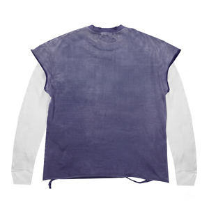 Customized Unique <strong>T</strong>-<strong>shirt</strong> Mens 300gsm Tshirt 100% Cotton Boxy Fit Double-layer Moth-eaten Sunfaded <strong>Purple</strong> Streetwear <strong>t</strong> <strong>Shirt</strong> - Product Image 2