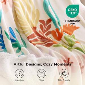 Dày Ấm 2 Ply Sherpa Lông Cừu Hoa Chăn Mềm Flower In Chăn Cho Mùa Đông - Product Image 5