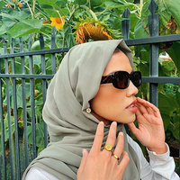 Hijab Premium, châles et écharpes chauds pour l'automne et l'hiver, en mousseline unie, long châle en mousseline, composition polyester polyamide mousseline
