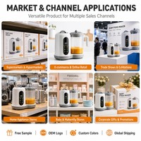 Babyvoedselmaker 4-in-1 stoom, blend, warmte, shake, LED display, baby puree blender, aanvullende voedselmachine, groothandel OEM