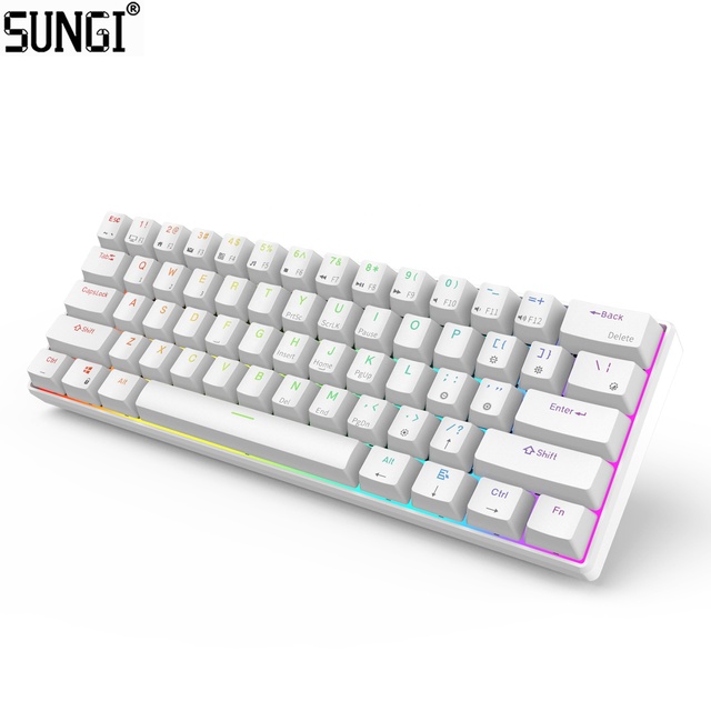 60% Mechanical Keyboard 61 Keys Mini DIY Gaming Keyboard With PBT Keycaps Rainbow Backlit Type-C Wired for PC/Mac Gamer