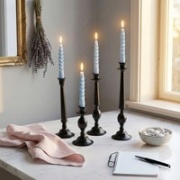 Support de bougie conique en fer, minimaliste, à double boule, noir et blanc, moderne, pour table