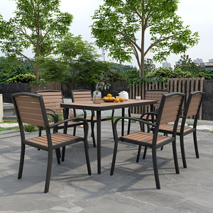 Outdoor Cafe <strong>Balcony</strong> <strong>Table</strong> and Chair Set Plastic Wood <strong>Table</strong> and Chair Combination Outdoor Villa Wooden <strong>Table</strong> Milk Tea Coffee - Product Image 4