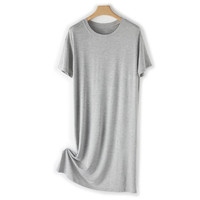 Robe de pyjama décontractée en coton pour femme, coupe droite, manches courtes, unie, longueur ras du sol, style A, grande taille, respirante, écologique, été