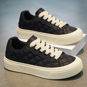 2026 New Men's Sneakers Low <b>Top</b> Leather Upper Korean Style Plaid Fashion Shoes Casual All-match Wear-resistant Sports Shoes - Product Image 3