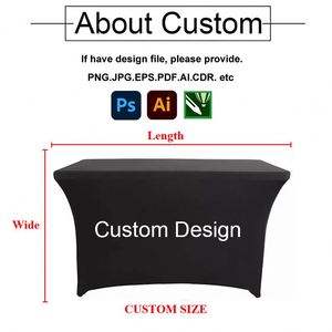 Custom Print Stretch Fitted Table Cover Tight Spandex 8ft 6ft <b>Rectangle</b> Table Cloths with Logo for Business Advertising Events - Product Image 4