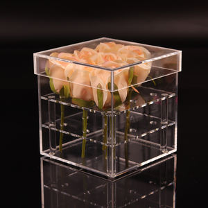 Haute qualité personnalisé luxe clair acrylique pliable Rose <span class=keywords><strong>fleur</strong></span> présentoir Portable moderne rotatif métal verre préservé - Product Image 3
