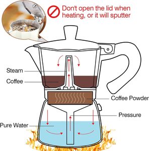3 cốc 6 cốc Moka nồi Stovetop quán cà phê cổ điển percolator Máy pha cà phê Ý Máy pha cà phê Ý - Product Image 3