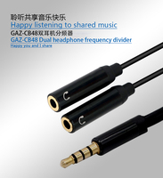 GAZ-CB48 3.5mm Splitter pour casque double, diviseur de fréquence, audio stéréo, câble double mâle vers 2 femelles, câble auxiliaire, adaptateur en Y