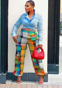 Hot Selling Products Women Paneled Multi-pocket Asymmetrically <strong>Positioned</strong> Printed Cargo <strong>Pants</strong> for Ladies - Product Image 4